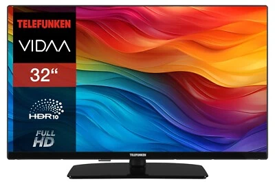 Telefunken 32 Zoll Fernseher VIDAA Smart TV Full HD HDR LED TV mit Triple-Tuner