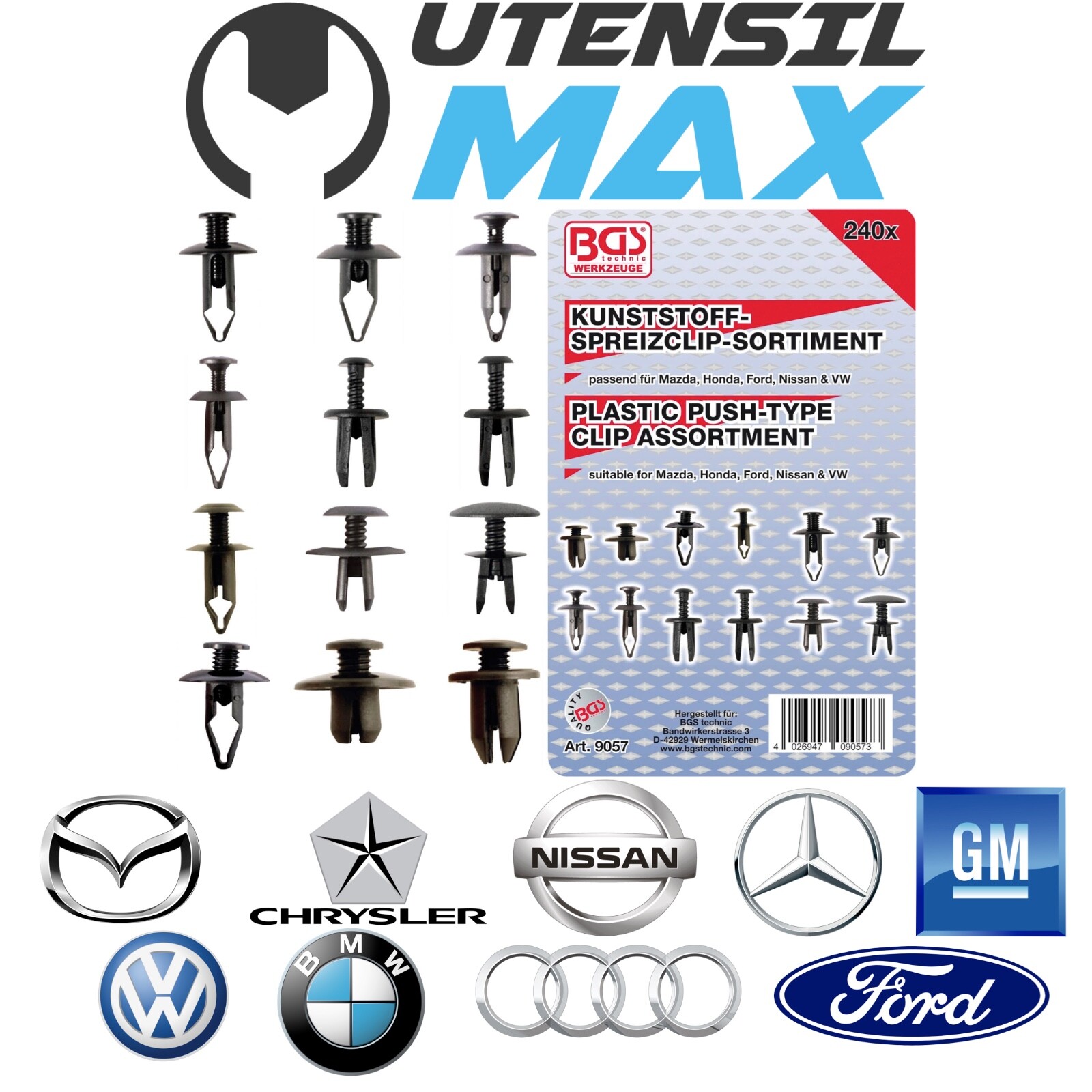 Assortimento Clip Carrozzeria 240pz - Standard OEM per Officine