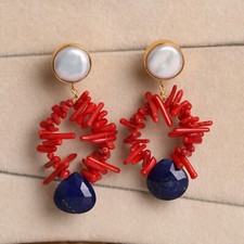 Antique Design 18k Gold Plated Dangle Earrings Multi Stone Bridal Gift For Women