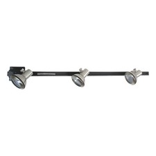 Brushed Nickel 3 Light Euro Heads With Black Track Kit