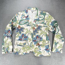 Vintage Izod Paisley Blazer Jacket Women's Vintage Denim Jacket Overcoat Size Pl