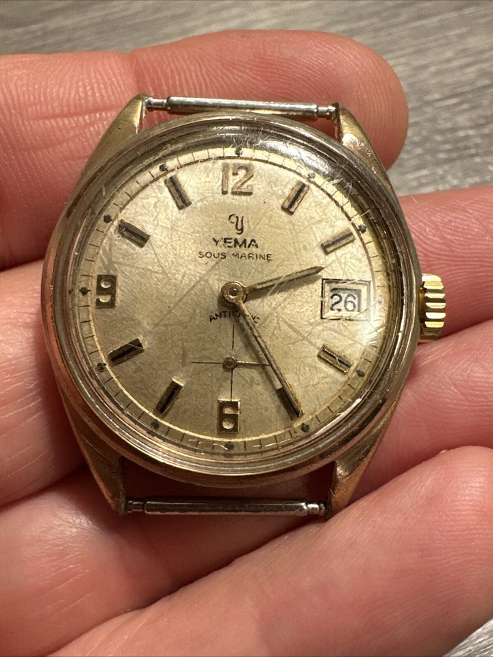 Montre YEMA sous Marine ancienne - Plaqué Or - Photo 4/4