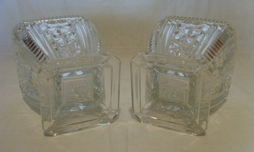 Pair Vintage Art Deco Pressed Glass Libochovice Czech Vases Josefine Patt #1605 - Picture 6 of 12