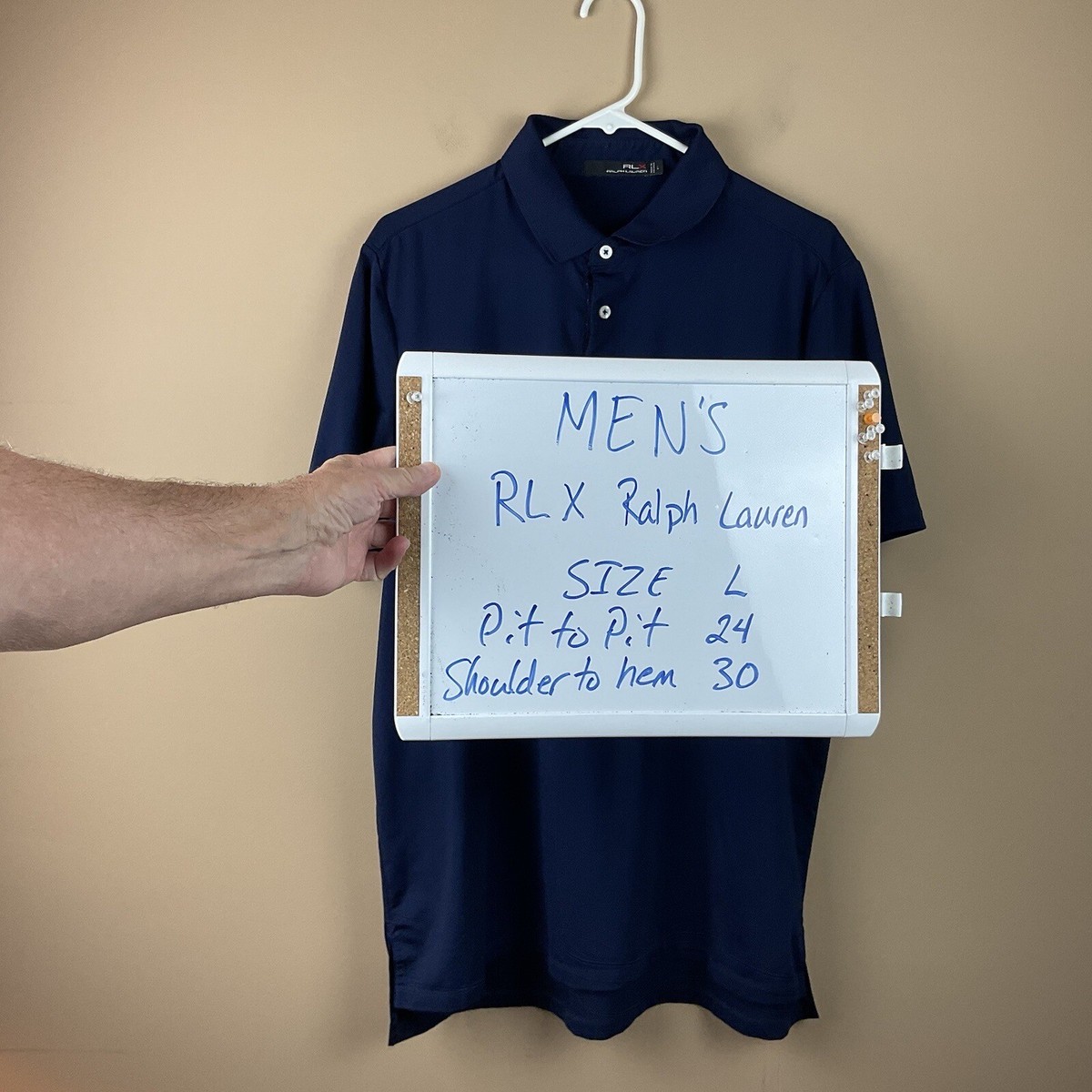 RLX Ralph Lauren Polo Shirt Men's Large Blue Polyester 2017 PGA