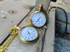Lot of 2 Watch elgin vintage pocket Collectible Antique Brass Pocket Watch GIFT