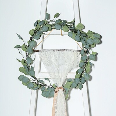 #ad 6.5 ft long Frosted Green Artificial Eucalyptus Leaves Vine Garland Decorations $12.80