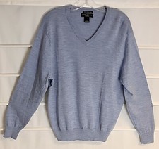 Daniel Cremieux Classics Blue 100 Merino Wool V Neck LS Sweater L EC 