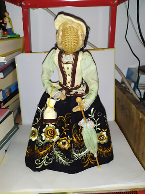 Alte Rupfenpuppe-Puppe-Gute Stube-Markt-Kaufladen-große Puppenstube-Handarbeit