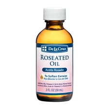 De La Cruz Roseated Oil / Aceite Rosado to Soften Earwax, Made in USA, 2 FL. OZ.