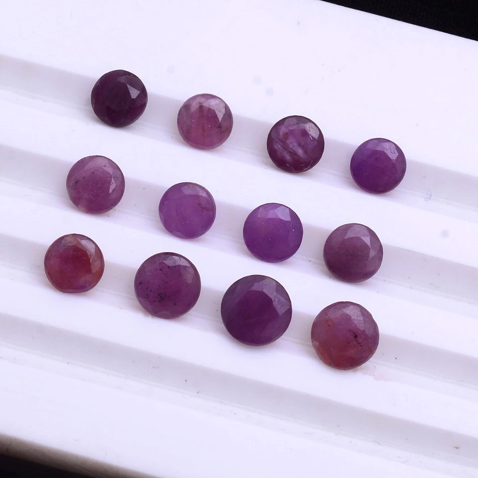 12 Pcs Natural Ruby Red Round Faceted Cut 5.11mm-6.28mm Untreated Gemstones Lot - Image 3 of 4