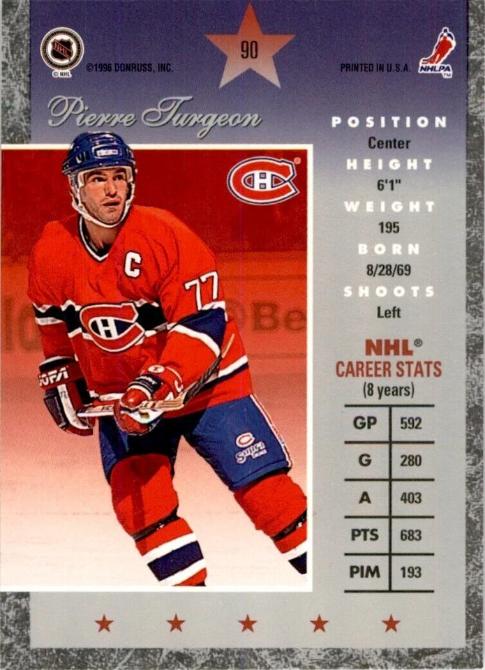 1996-97 Donruss Elite Pierre Turgeon . Montreal Canadiens #90 - Image 2 of 2
