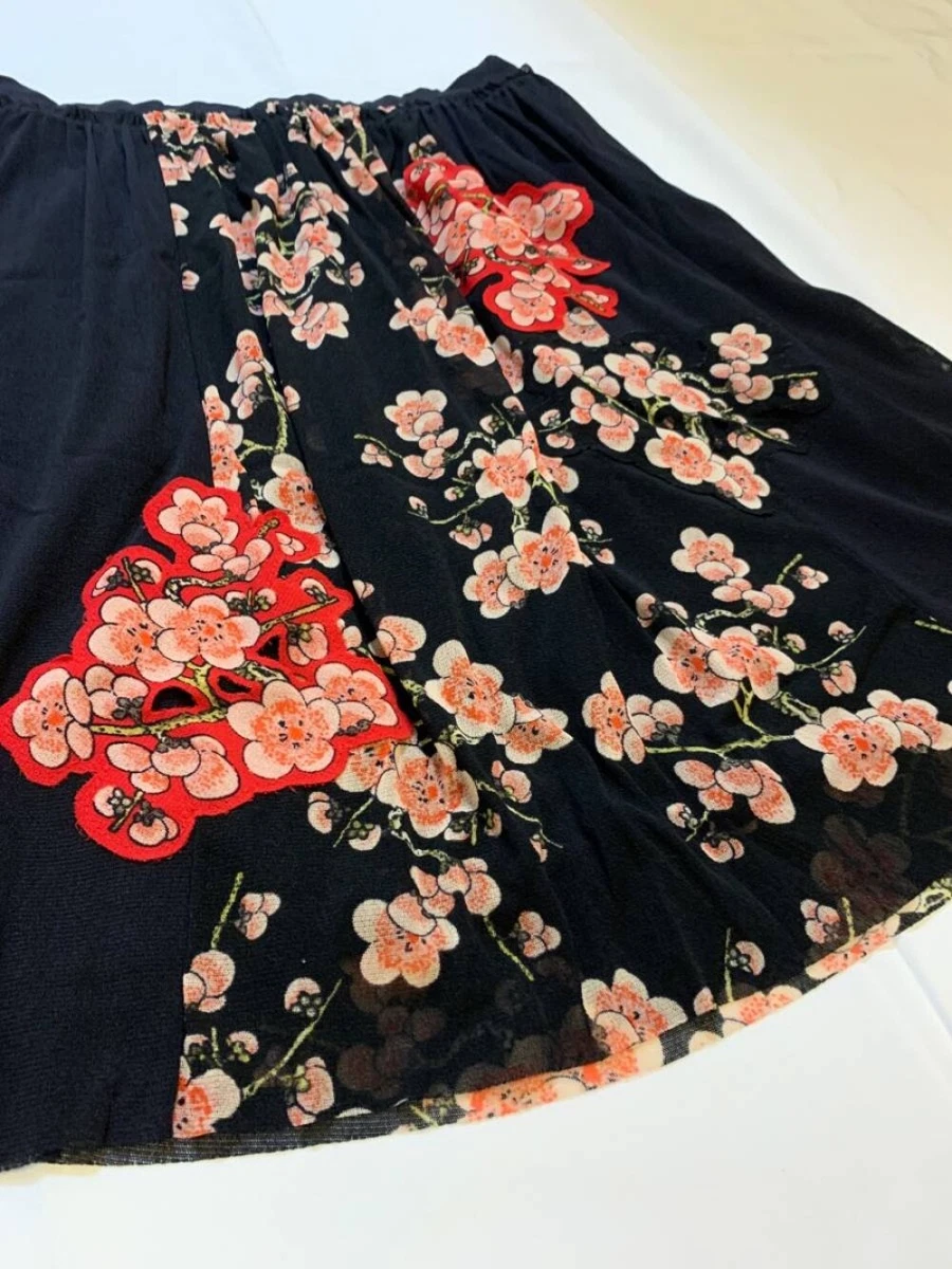 Vivienne Tam Black Plum blossom pattern mesh power net