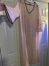 Kate Spade New York Pink Swan Print Sheer Caftan Nightgown Lounge Dress Sz L/XL