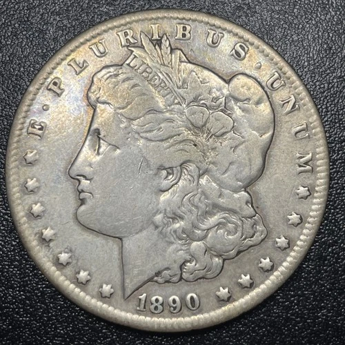 1890-CC Morgan Silver Dollar $1 Carson City VF Very Fine Details Harshly Cleaned
