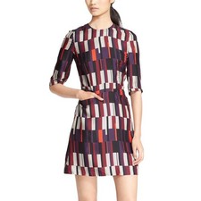 *SALE* New $525 Rag & Bone Bus Seat Print Anne Short Sleeve 100% Silk Dress sz 2