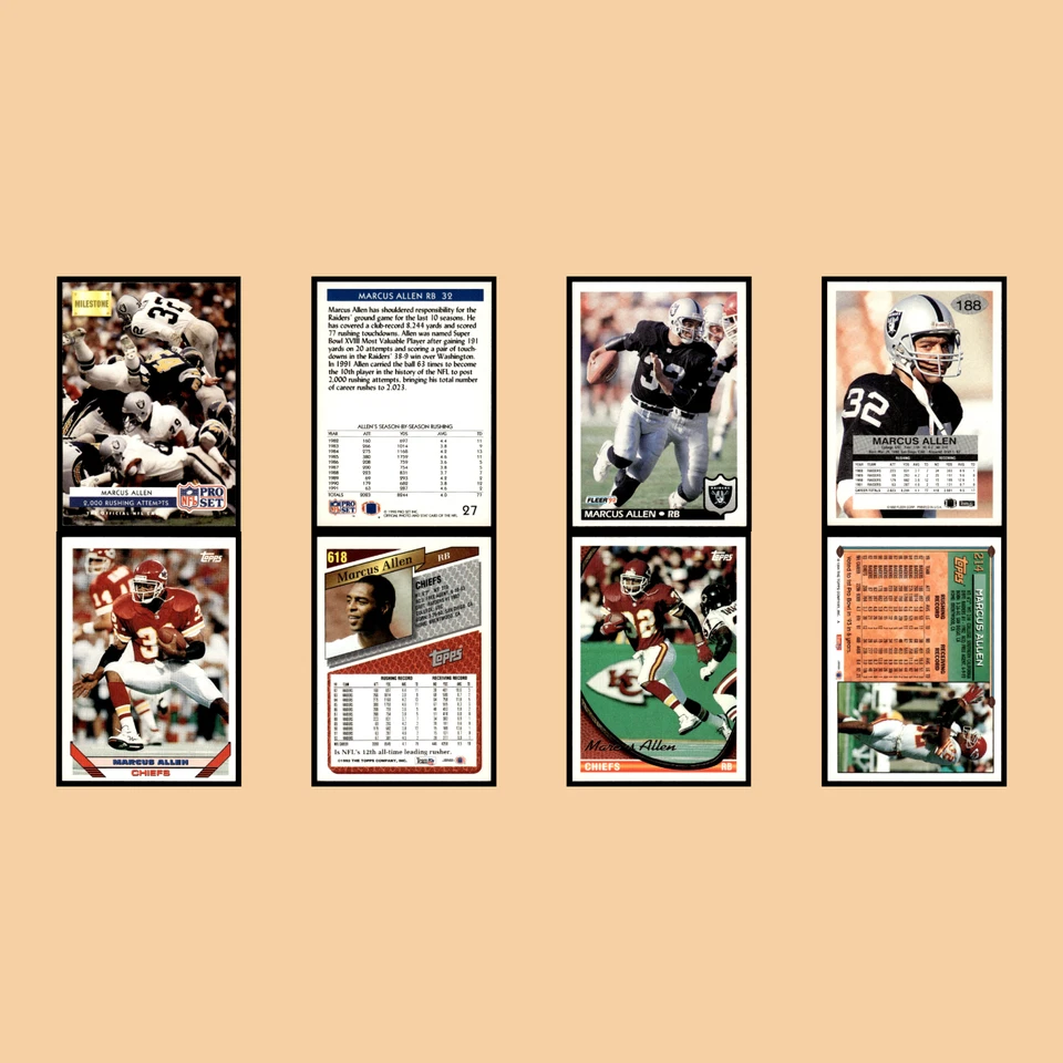 Marcus Allen Lot 25 Football Cards 1992 Pro Set Power Los Angeles Raiders Set NM - Image 4 of 4