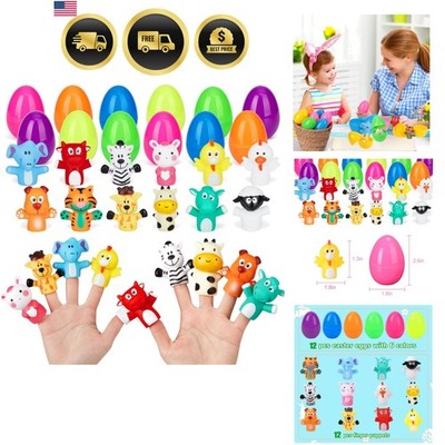 12 pcs Easter Eggs Filled with Finger Puppets for Easter Basket Stuffers,Pref...