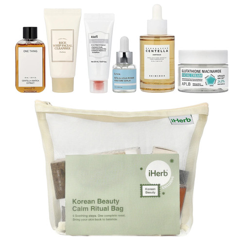Korean Beauty Calm Ritual Bag, 7 Piece Kit