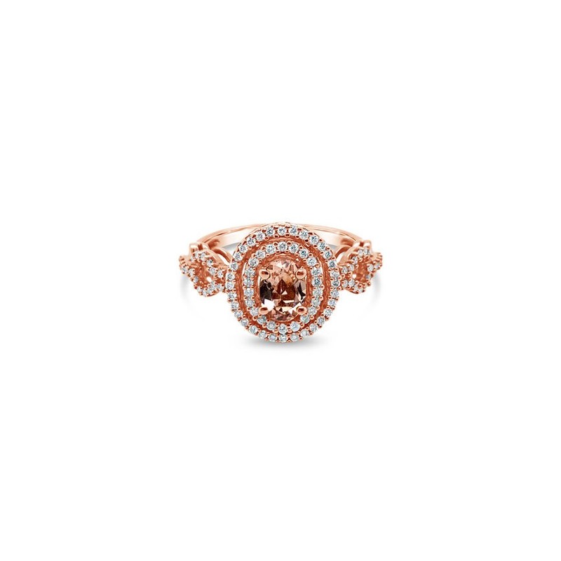 Le Vian 14K Rose Gold Cocktail Ring for Women 0.89 cts Morganite Diamonds Size 7