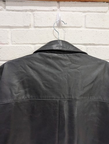 Men's Claiborne Black Lambskin Leather Full Zip Coat Jacket - Size XL Vintage - Picture 13 of 16