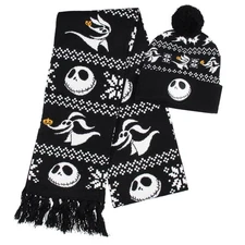 Disney The Nightmare Before Christmas Jack Skellington and Zero Beanie Scarf Set