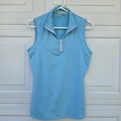R.J. Classics Blue Sleeveless Equestrian Schooling Shirt Quarter Zip Size L