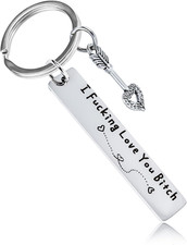 Best Friend Keychain for Women, Stainless Steel Key Chain Engrave I Fking Love Y