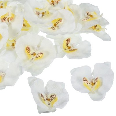 3,5'' 20er Pack Seide Phalaenopsis gefälschter Schmetterling Orchidee Köpfe Herstellung, weiß