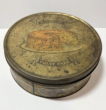 Antique 1930s Ward’s Paradise Fruit Cake Advertising Tin 5 lb Round Baking Co