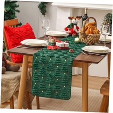 Christmas Table Runner 13x72 Inch, Xmas Trees Star Winter Holiday 13"x72" Green