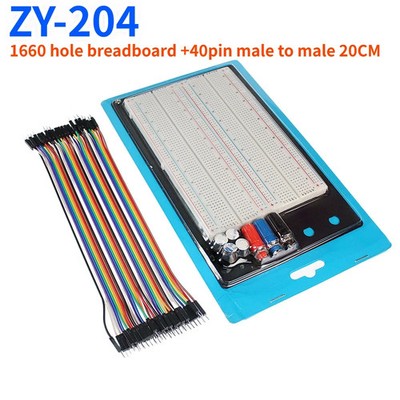 ZY-204 1660 Point Solderless Breadboard Kit with 40-Pin Jumper Wires 20cm
