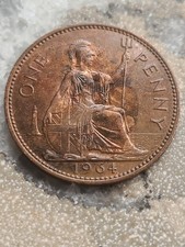 (15) britische 1-Penny-M&uuml;nze aus dem Jahr 1964