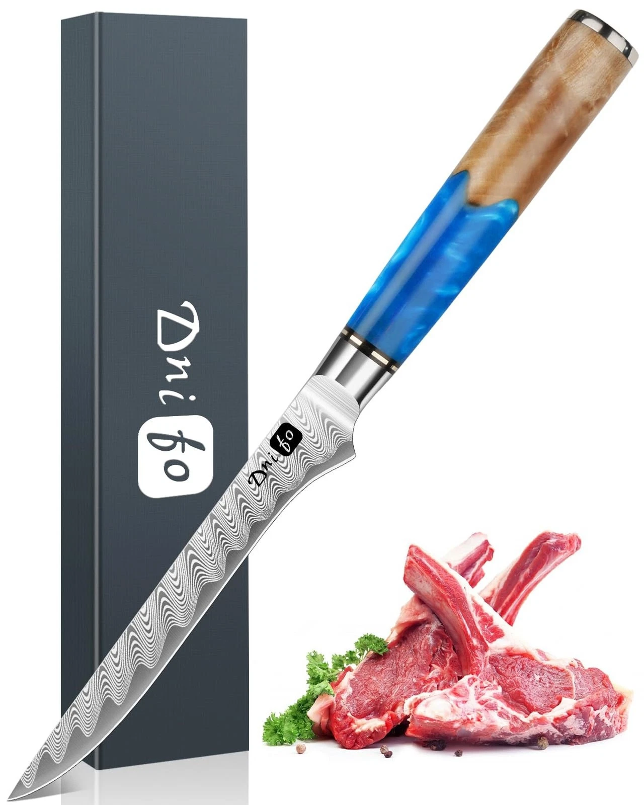 Damascus Boning Knife 6 Inch,VG10 Core Steel with 66-Layers High Carbon,Profe...