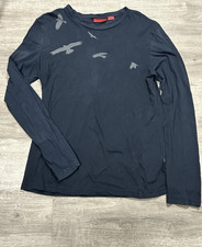 Hugo Boss RED LABEL Logo Lightweight Crewneck Blue 100 Cotton Size M/L Bird Mot