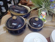 Vtg CONTINENTAL CUISINE Stainless Steel  MCM pot blue pans set
