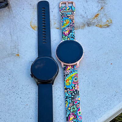 2x Round Smart Watch 42mm Black Silicone Band Heart Rate Water-Resistant 4GB