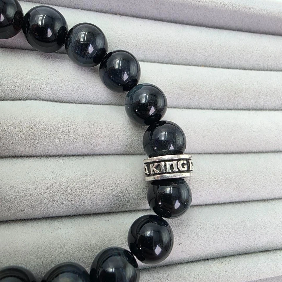 KING BABY Bracelet Cross SV 925 Silver Blue Tiger Eye USA Used From Japan - Image 4 of 4