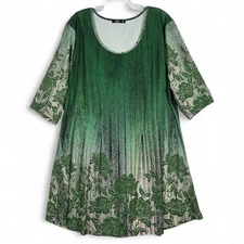 Lily by Firmiana Dress Womens 2XL XXL Short Sleeve Green Ombre Stretch