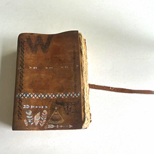 Handmade Leather Cover Blank Journal Notebook with Lace Tie Closure