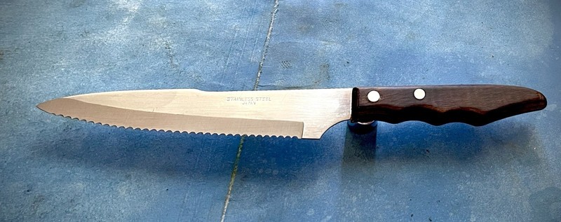 Full Serrated Stainless Japan Chef Knife 11”in Overall in Perfect Condition