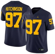 Michigan Wolverines Aidan Hutchinson 97 Jordan Brand Blue NCAA Alumni Jersey
