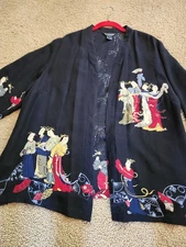 CITRON SANTA MONICA  ASIAN THEMED SILK JACKET SIZE 1X