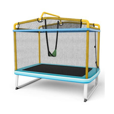 3-in-1 Kids Trampoline 6FT Rectangle Toddler Trampoline - Swing  Horizontal Bar