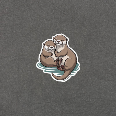 Cute Cuddling Otters Vinyl Sticker Waterproof Decal #6130