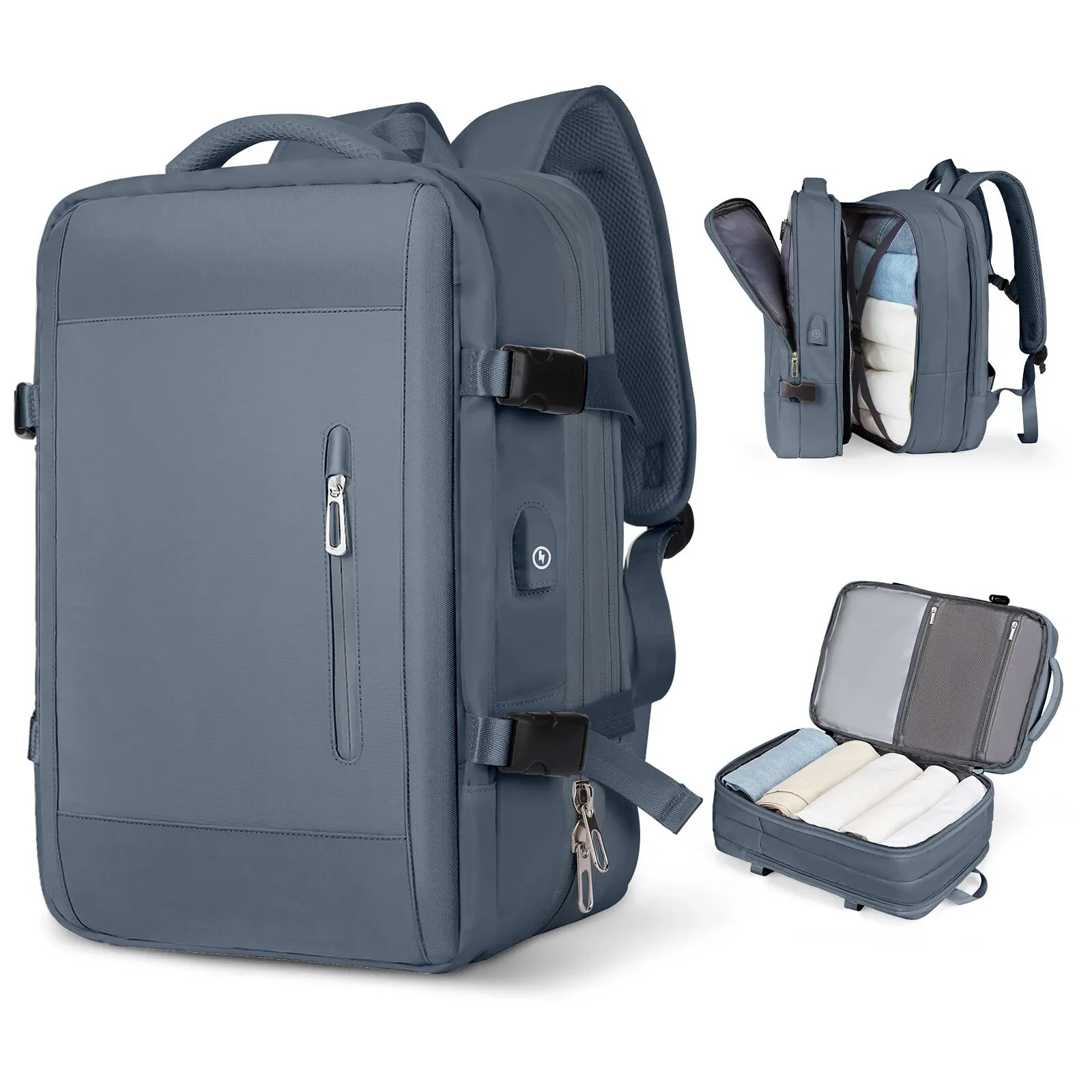 Expandable Laptop Backpack Waterproof Business Travel Bag Large Capacity 40L image 8