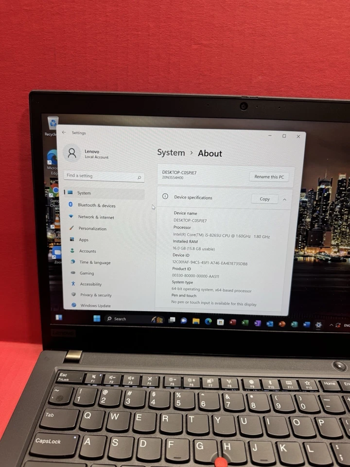 Lenovo ThinkPad T490 14'' (256GB SSD Intel Core 8th i5-8265U 1.6GHz 16GB RAM) - Image 4 of 4