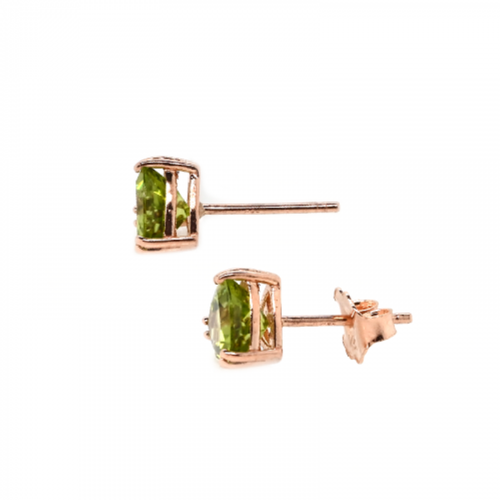 Peridot Trillion Shape 1.92 Carat Stud Earring In 14k Rose Gold (53624) - Picture 2 of 3