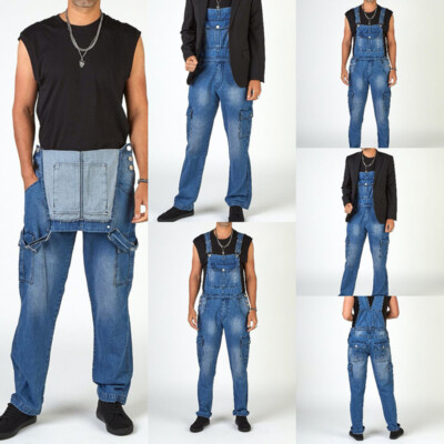 Herren Latzhose Hose Denim Arbeitskleidung Overall Overall Taschen