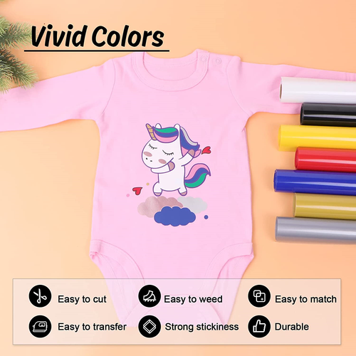 HTV Heat Transfer Vinyl 12"x10ft Iron on Vinyl T-Shirt for Cutting Silhouette - Picture 7 of 53