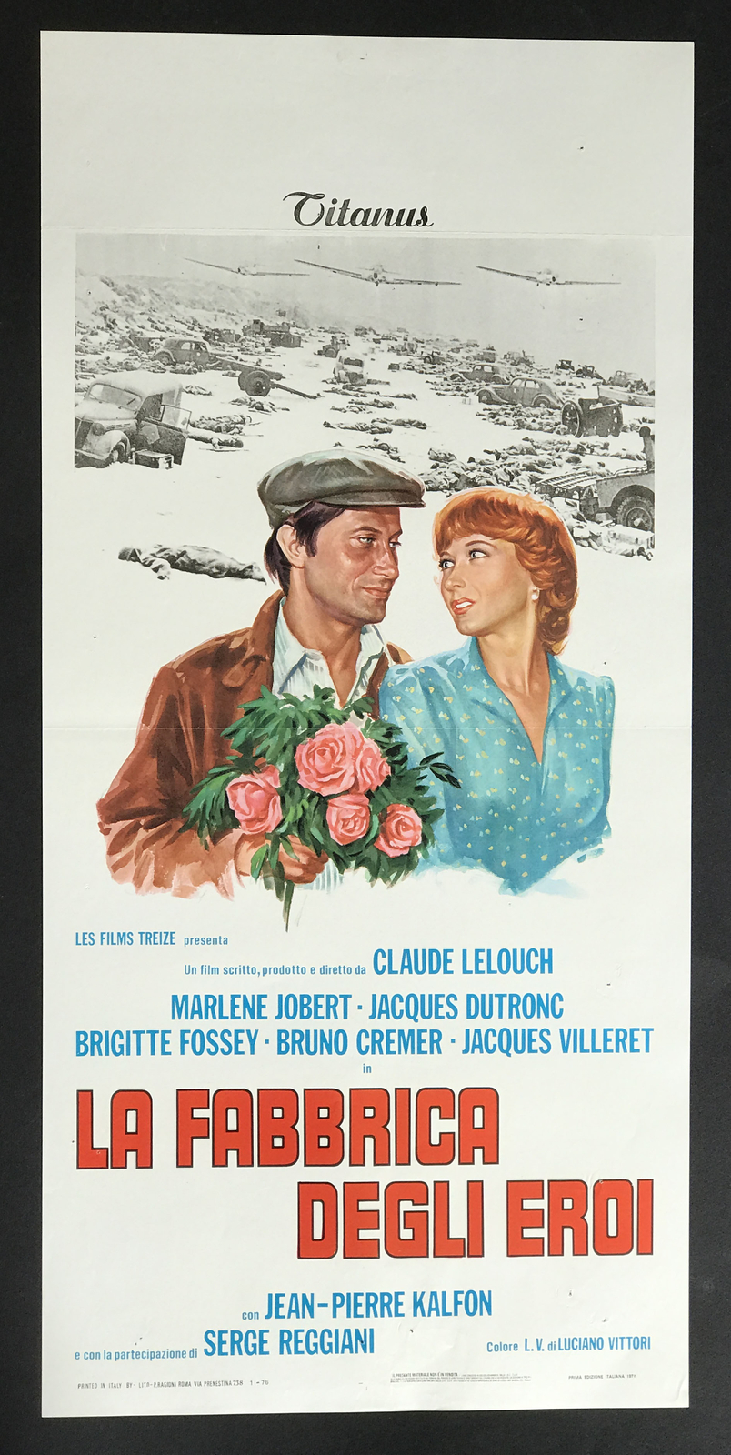 Locandina originale film La fabbrica degli eroi (1976) - Regia di Claude Lelouch